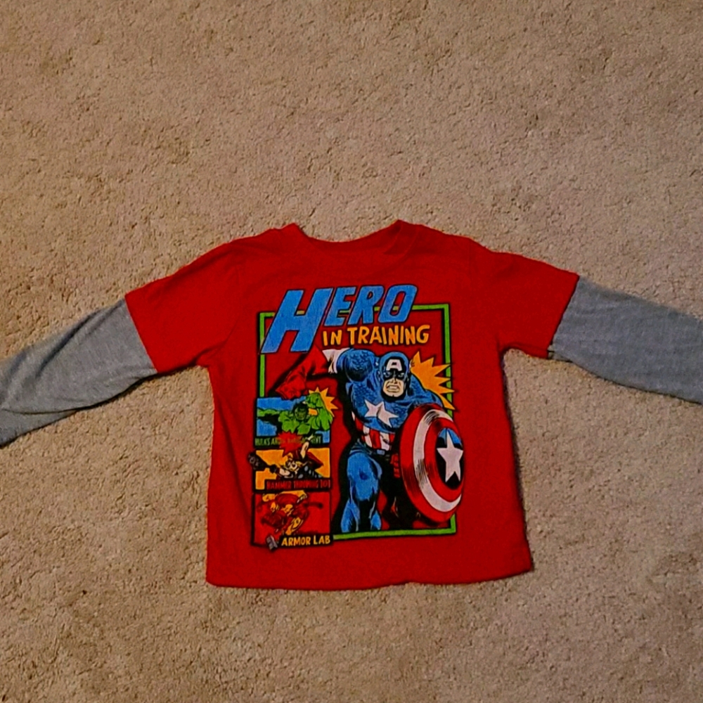 2T Marvel superhero in training long sleeve tee
